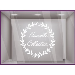 Sticker Couronne Nouvelle Collection lettrage adhesif autocollant calicot vitrophanie devanture vitrine decoration mode vitre