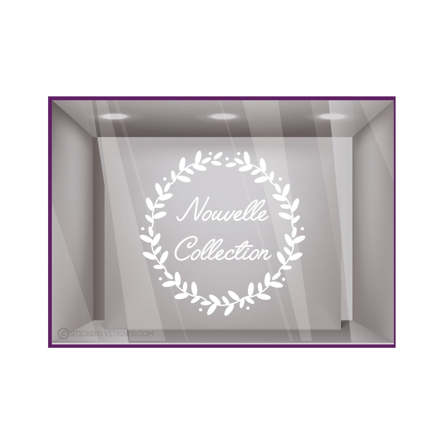 Sticker Couronne Nouvelle Collection lettrage adhesif autocollant calicot vitrophanie devanture vitrine decoration mode vitre