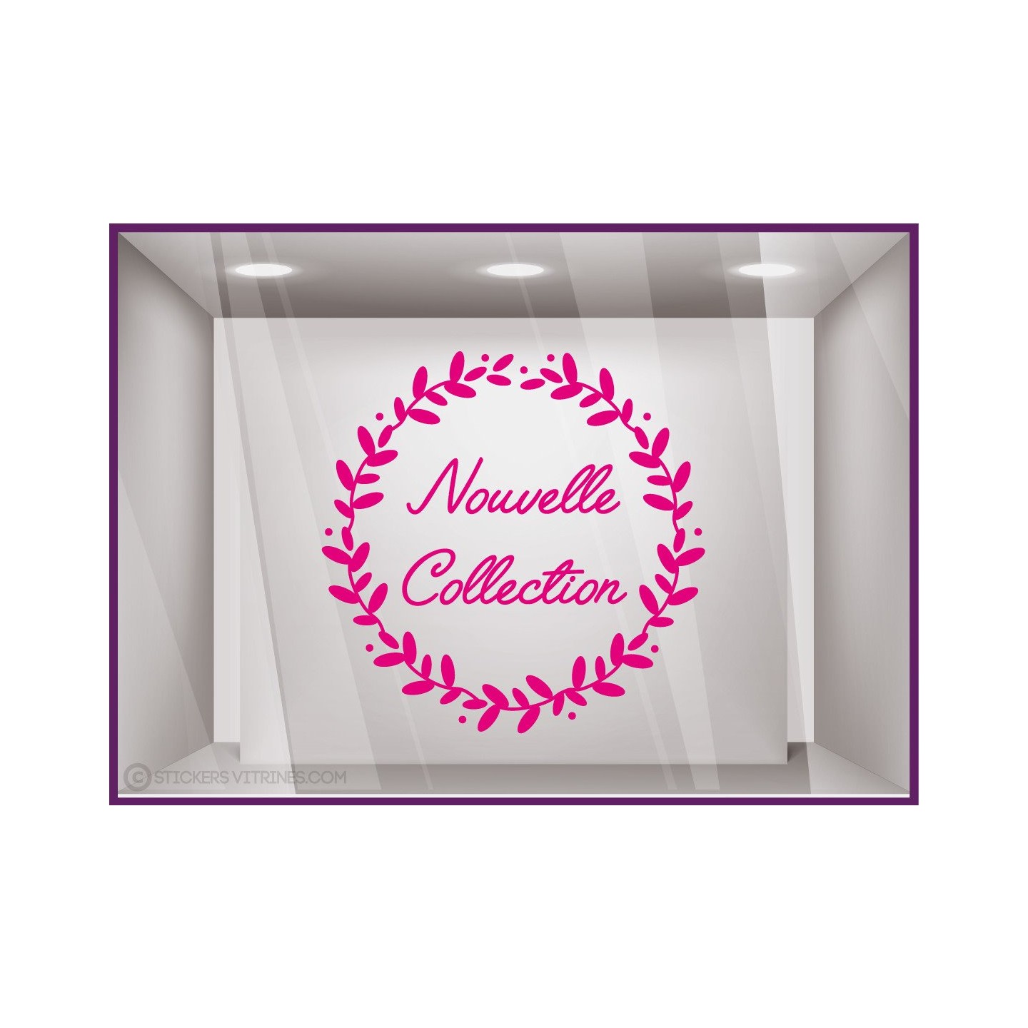 Sticker Couronne Nouvelle Collection lettrage adhesif autocollant calicot vitrophanie devanture vitrine decoration mode vitre
