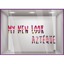 Sticker My New Look Aztèque été vitrophanie calicot adhésif autocollant vitrine lettrage adhesif mode parfumerie accessoire