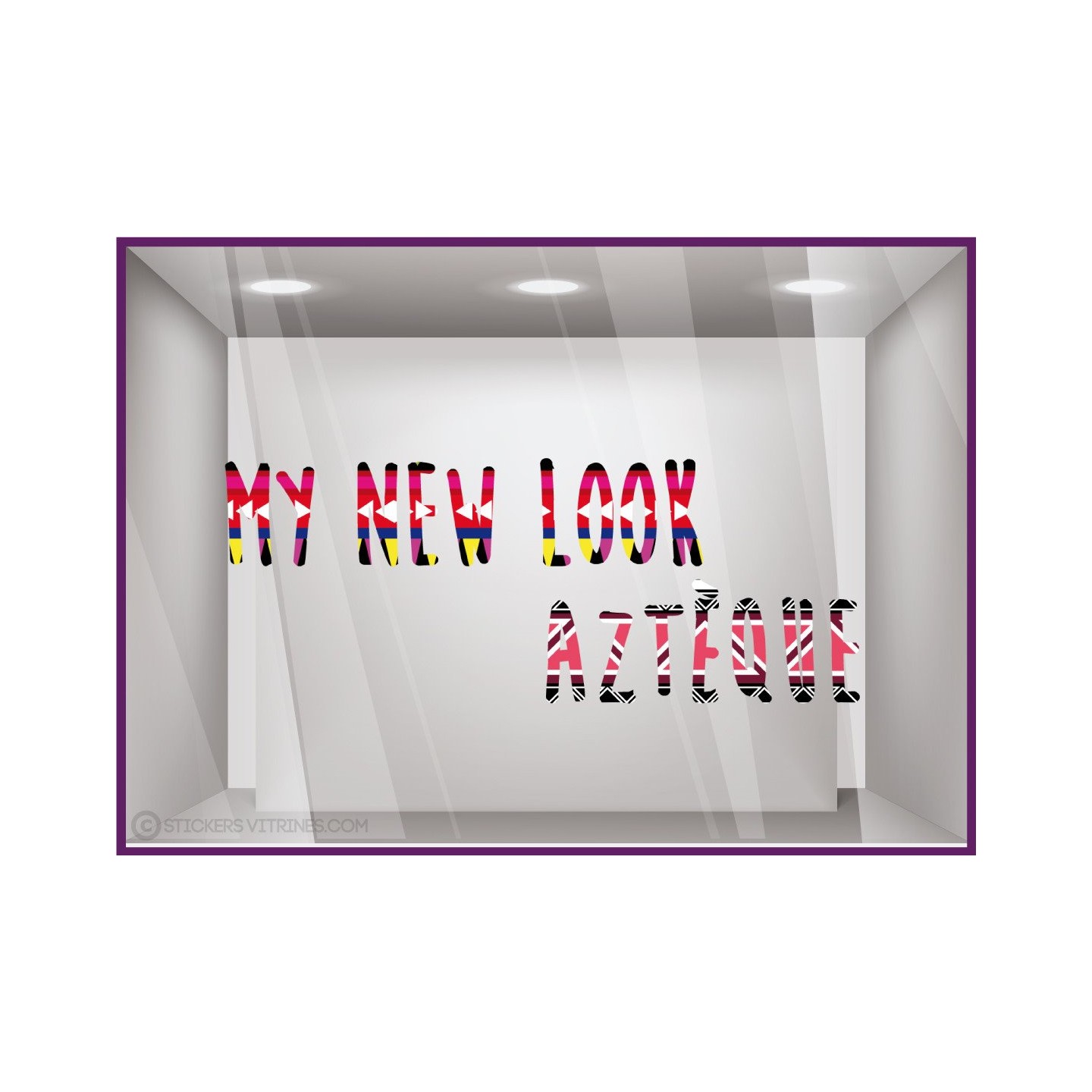 Sticker My New Look Aztèque été vitrophanie calicot adhésif autocollant vitrine lettrage adhesif mode parfumerie accessoire