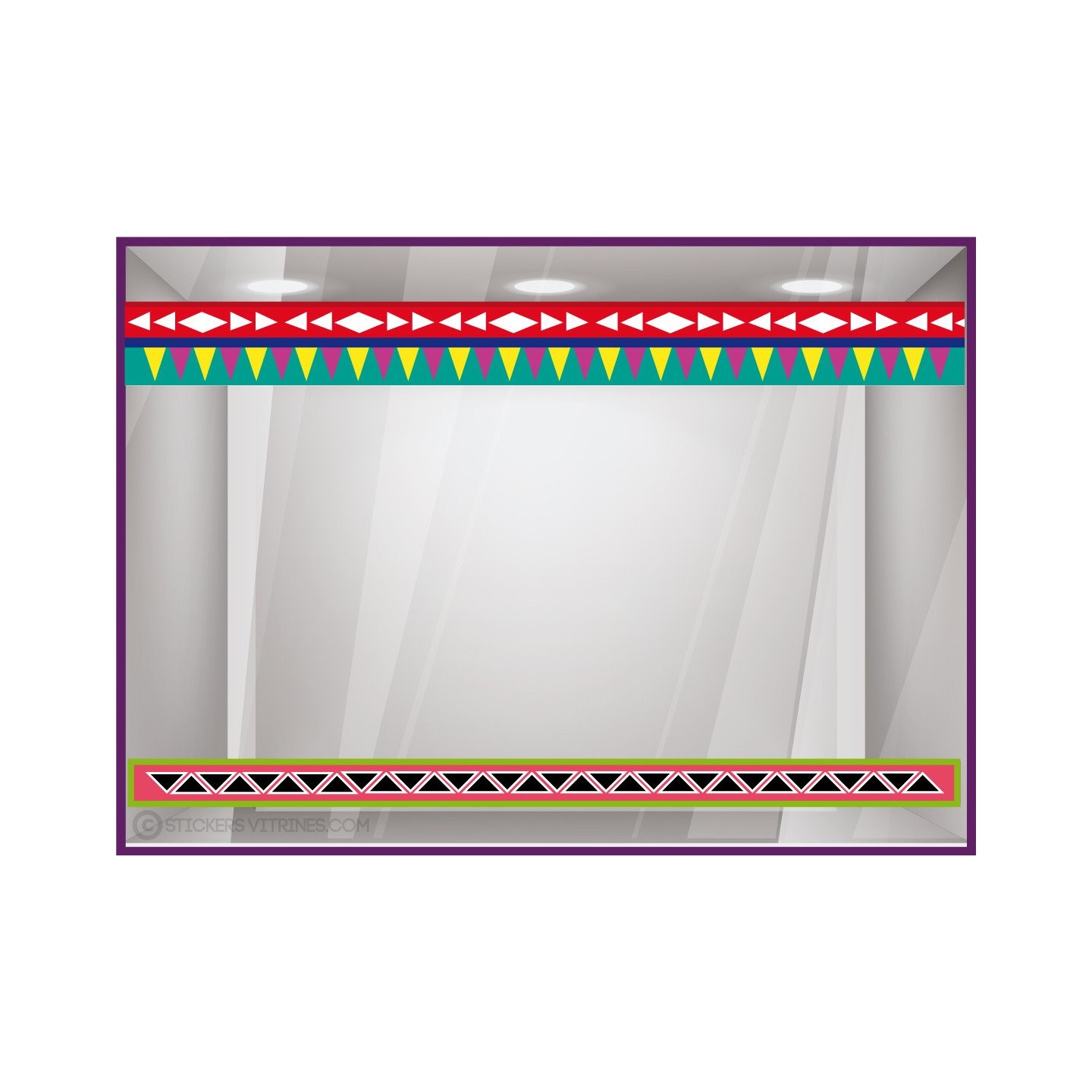 Sticker Ruban Aztèque vitrophanie adhésif autocollant commerce devanture magasin boutique calicot mode parfumerie chaussure