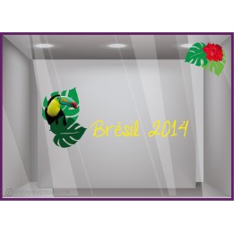 Kit de Stickers Brésil 2014 sport ete mode vitrophanie calicot lettrage adhesif devanture enseigne boutique commerce foot