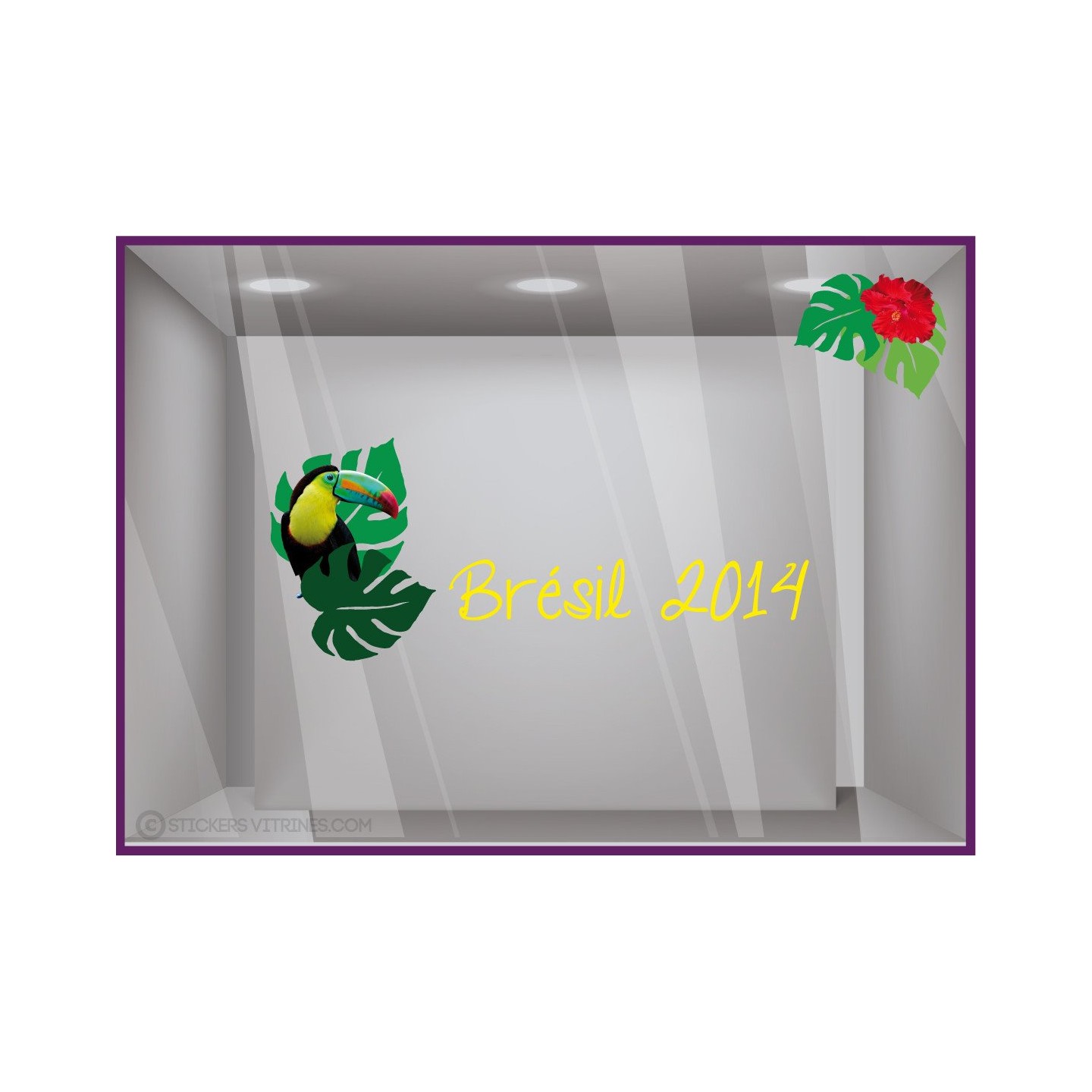 Kit de Stickers Brésil 2014 sport ete mode vitrophanie calicot lettrage adhesif devanture enseigne boutique commerce foot