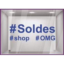 Sticker Soldes Hashtag promotion offre promotionnelle promo destockqge brqderie liquidation demarque ete hiver lettrage