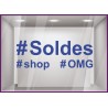 Sticker Soldes Hashtag promotion offre promotionnelle promo destockqge brqderie liquidation demarque ete hiver lettrage