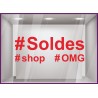 Sticker Soldes Hashtag promotion offre promotionnelle promo destockqge brqderie liquidation demarque ete hiver lettrage