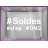 Sticker Soldes Hashtag promotion offre promotionnelle promo destockqge brqderie liquidation demarque ete hiver lettrage