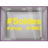 Sticker Soldes Hashtag promotion offre promotionnelle promo destockqge brqderie liquidation demarque ete hiver lettrage