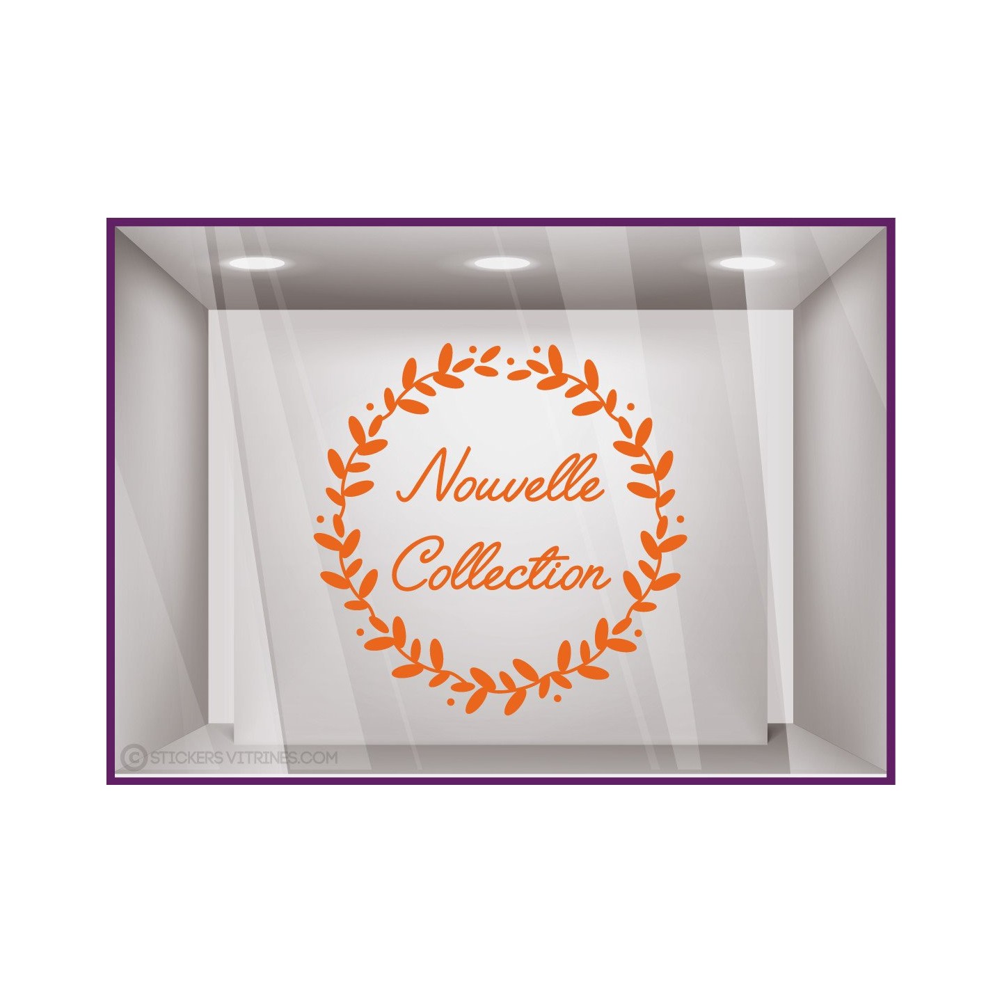 Sticker Couronne Nouvelle Collection lettrage adhesif autocollant calicot vitrophanie devanture vitrine decoration mode vitre