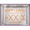 Sticker Promos Happy Days a personnaliser VITRINE COMMERCE IDEE DECORATION VITROPHANIE promotions autocollant magasin boutique
