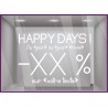 Sticker Promos Happy Days a personnaliser VITRINE COMMERCE IDEE DECORATION VITROPHANIE promotions autocollant magasin boutique