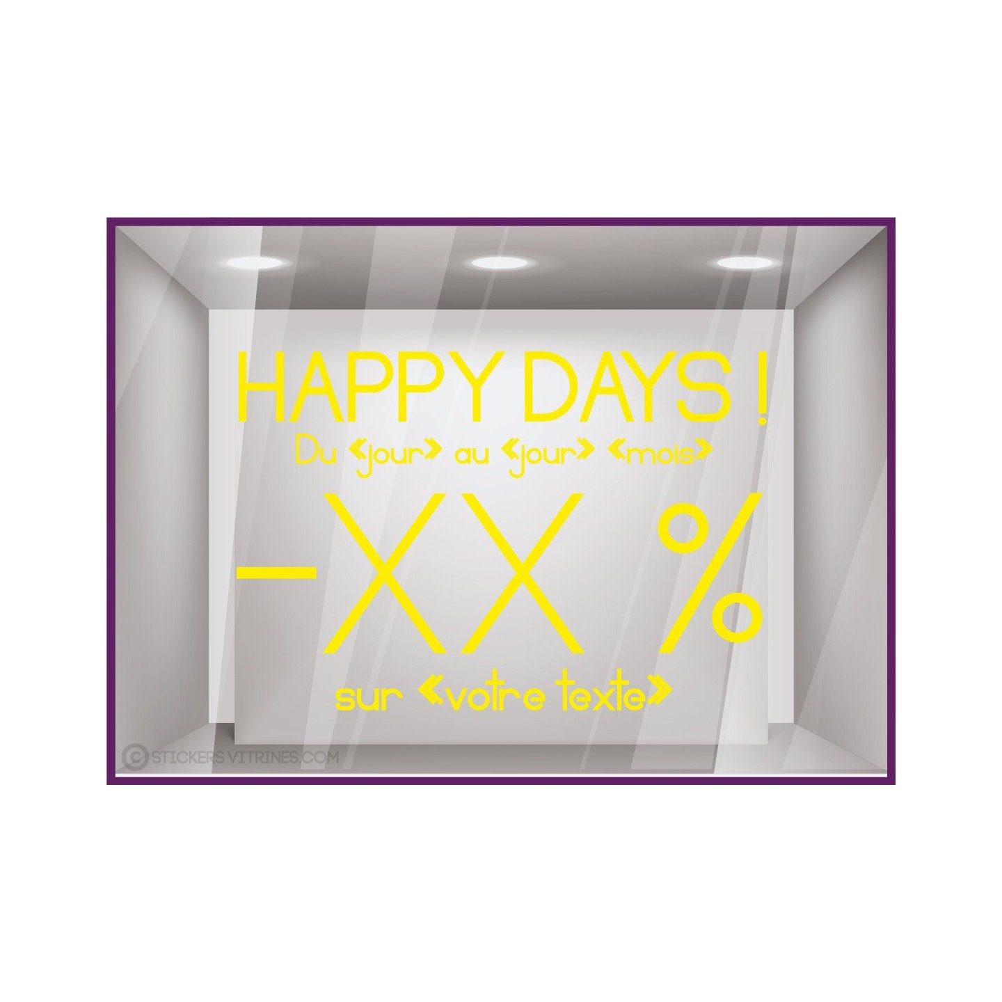 Sticker Promos Happy Days a personnaliser VITRINE COMMERCE IDEE DECORATION VITROPHANIE promotions autocollant magasin boutique