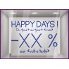 Sticker Promos Happy Days a personnaliser VITRINE COMMERCE IDEE DECORATION VITROPHANIE promotions autocollant magasin boutique