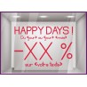 Sticker Promos Happy Days a personnaliser VITRINE COMMERCE IDEE DECORATION VITROPHANIE promotions autocollant magasin boutique