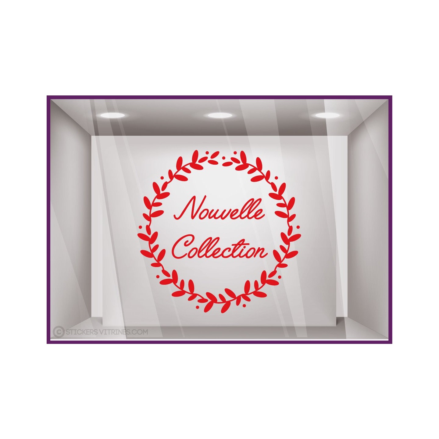 Sticker Couronne Nouvelle Collection lettrage adhesif autocollant calicot vitrophanie devanture vitrine decoration mode vitre