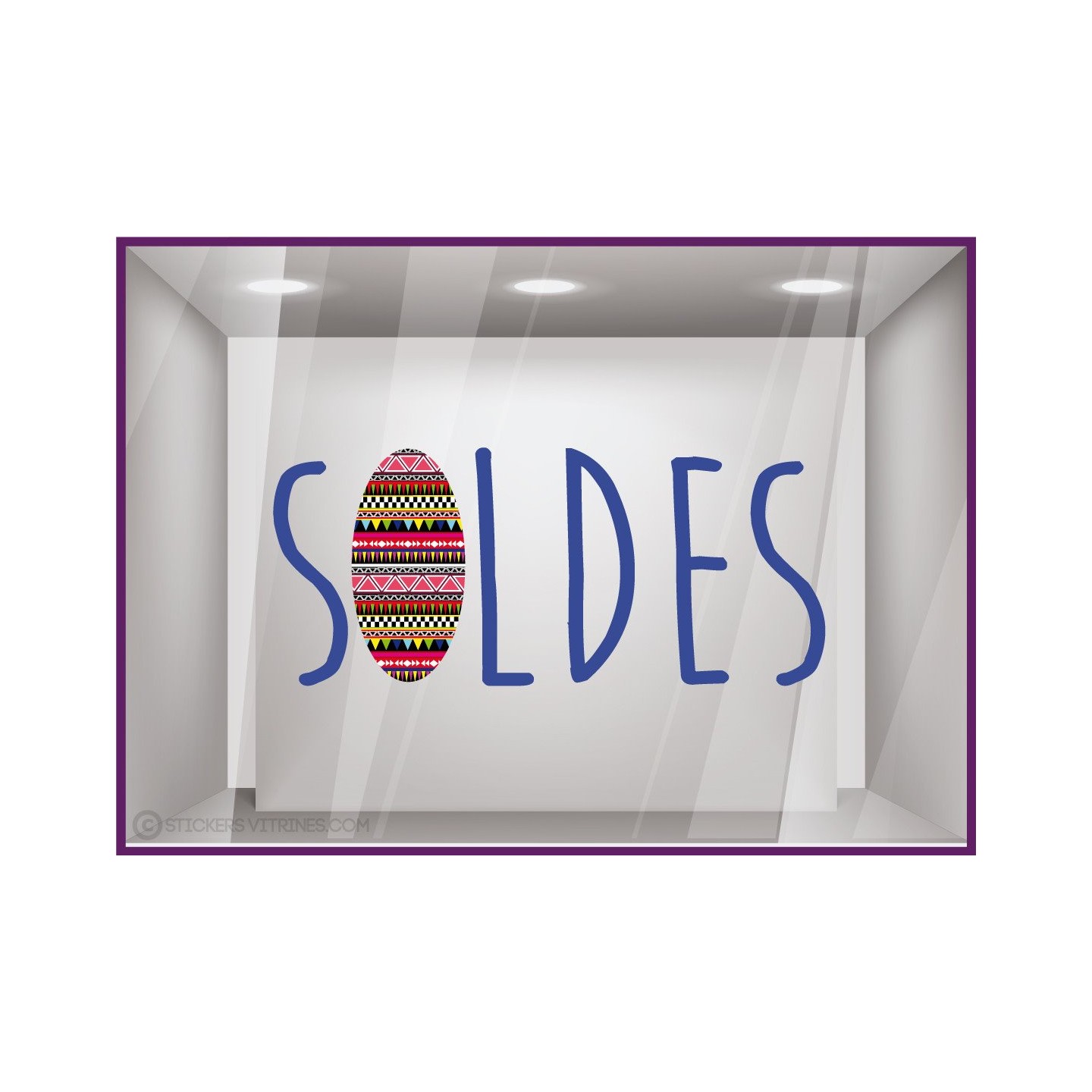 Sticker Soldes Azteque destockage braderie liquidation stock promotion offre promotionnelle lettrage adhesif vitrophanie calicot