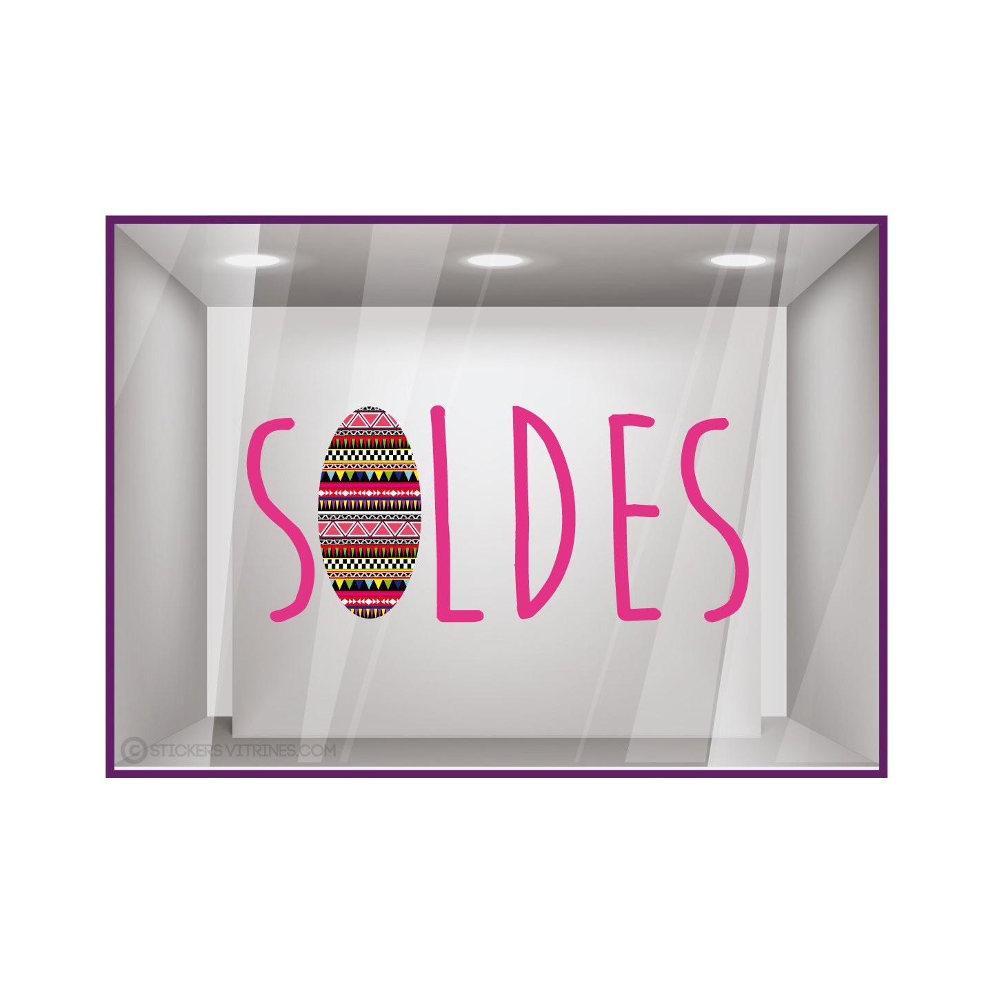 Sticker Soldes Azteque destockage braderie liquidation stock promotion offre promotionnelle lettrage adhesif vitrophanie calicot
