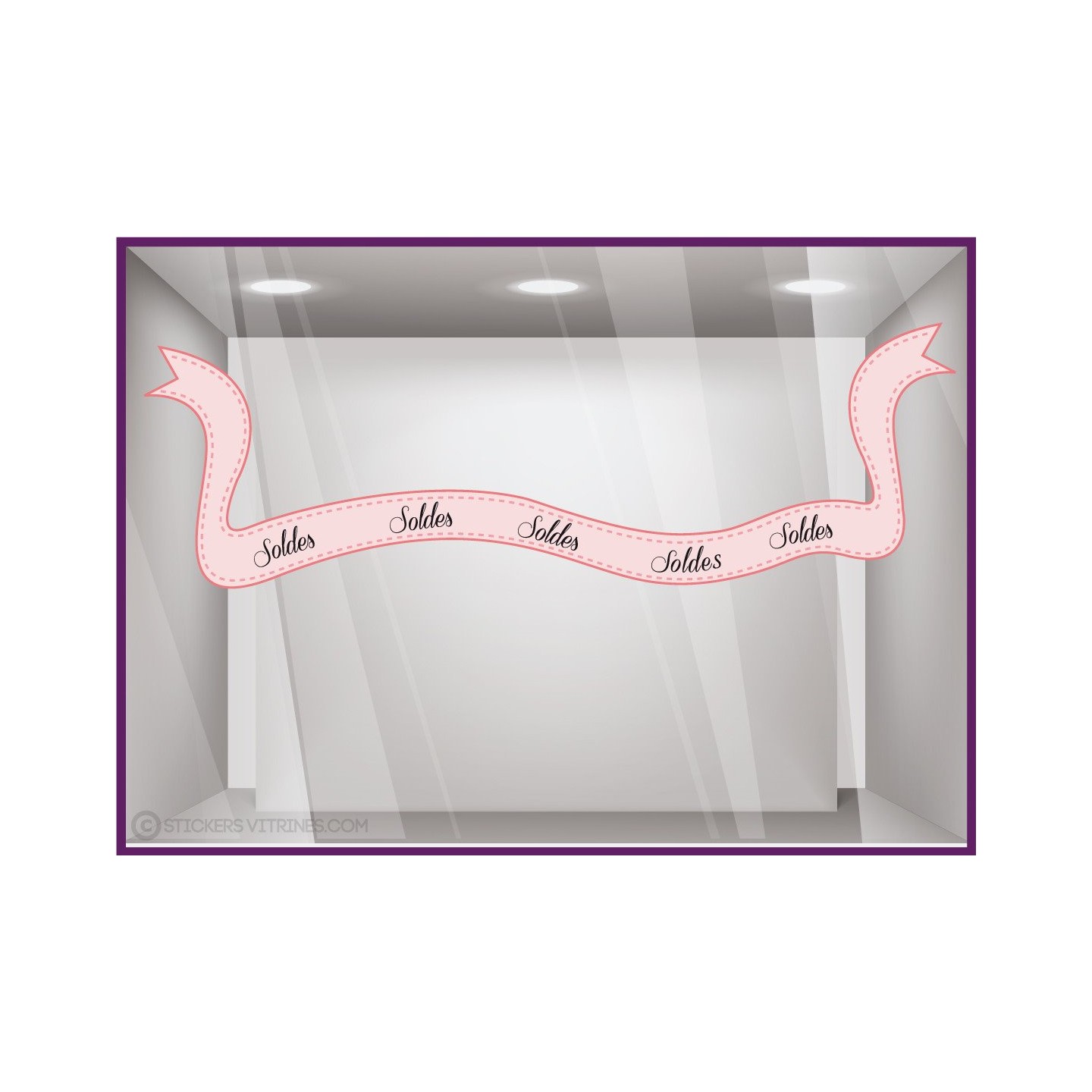 Calicot pour vitre Sticker Soldes Ruban adhésif pourcentage rose promotion destockage braderie liquidation mode parfumerie