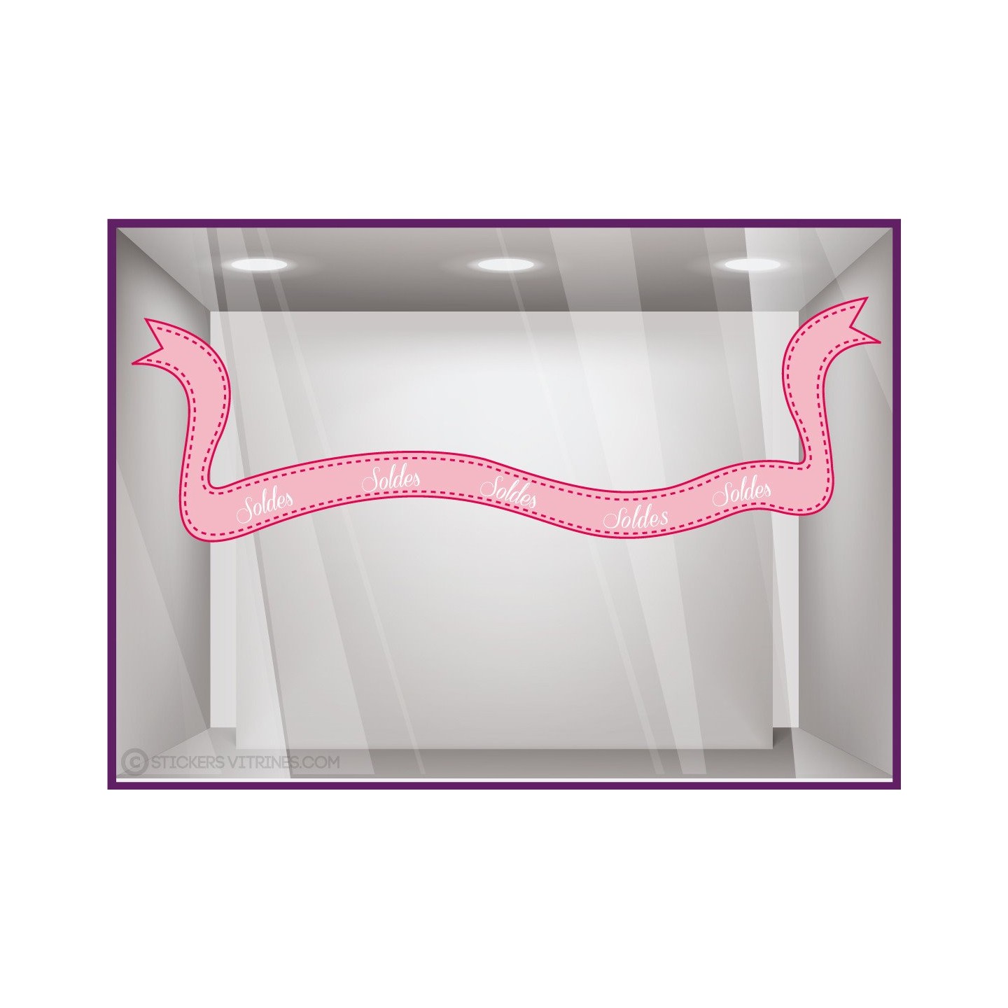 Calicot pour vitre Sticker Soldes Ruban adhésif pourcentage rose promotion destockage braderie liquidation mode parfumerie