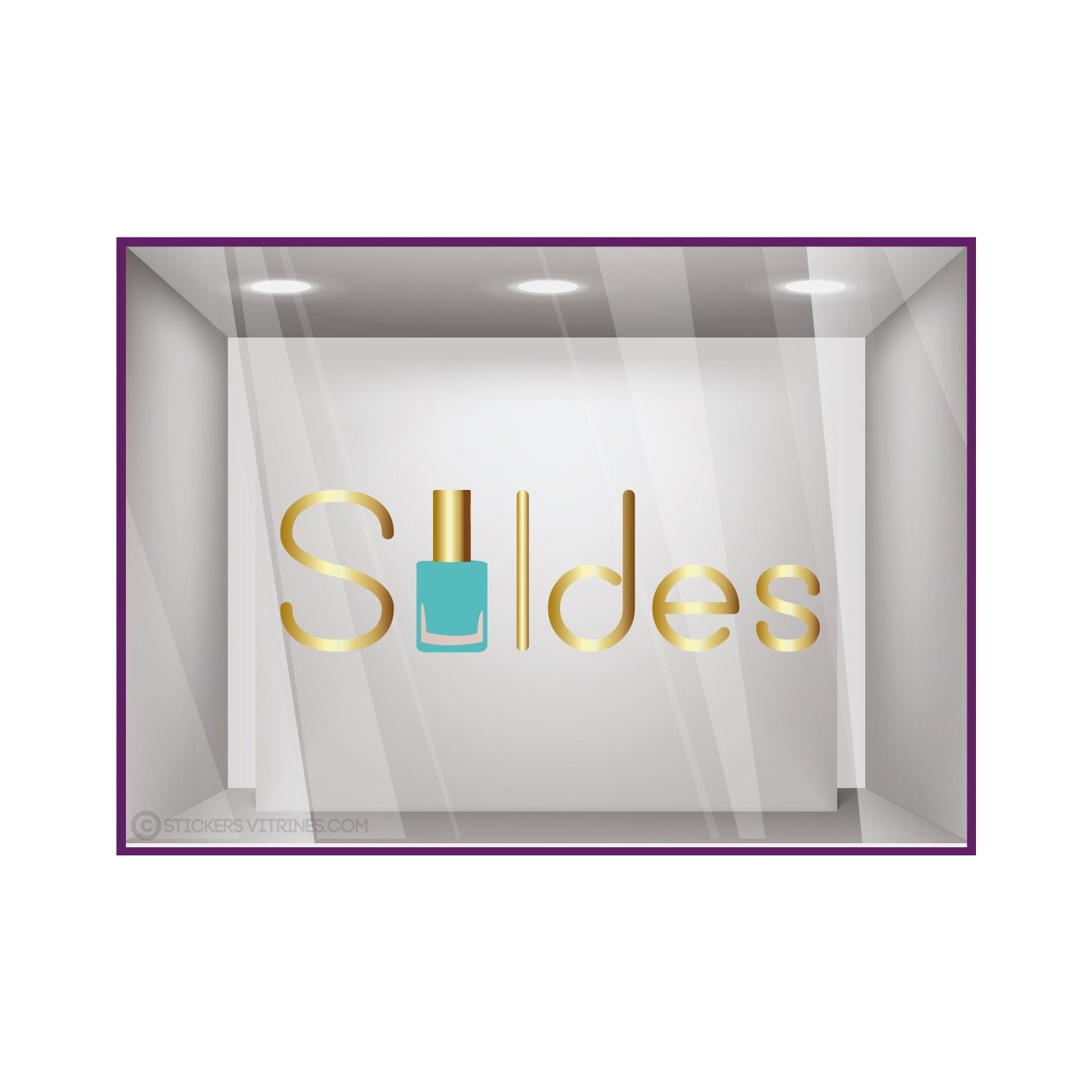 Vitrophanie pour vitrine Sticker Soldes Vernis beaute mode parfumerie destockage braderie liquidation promotion pourcentage 
