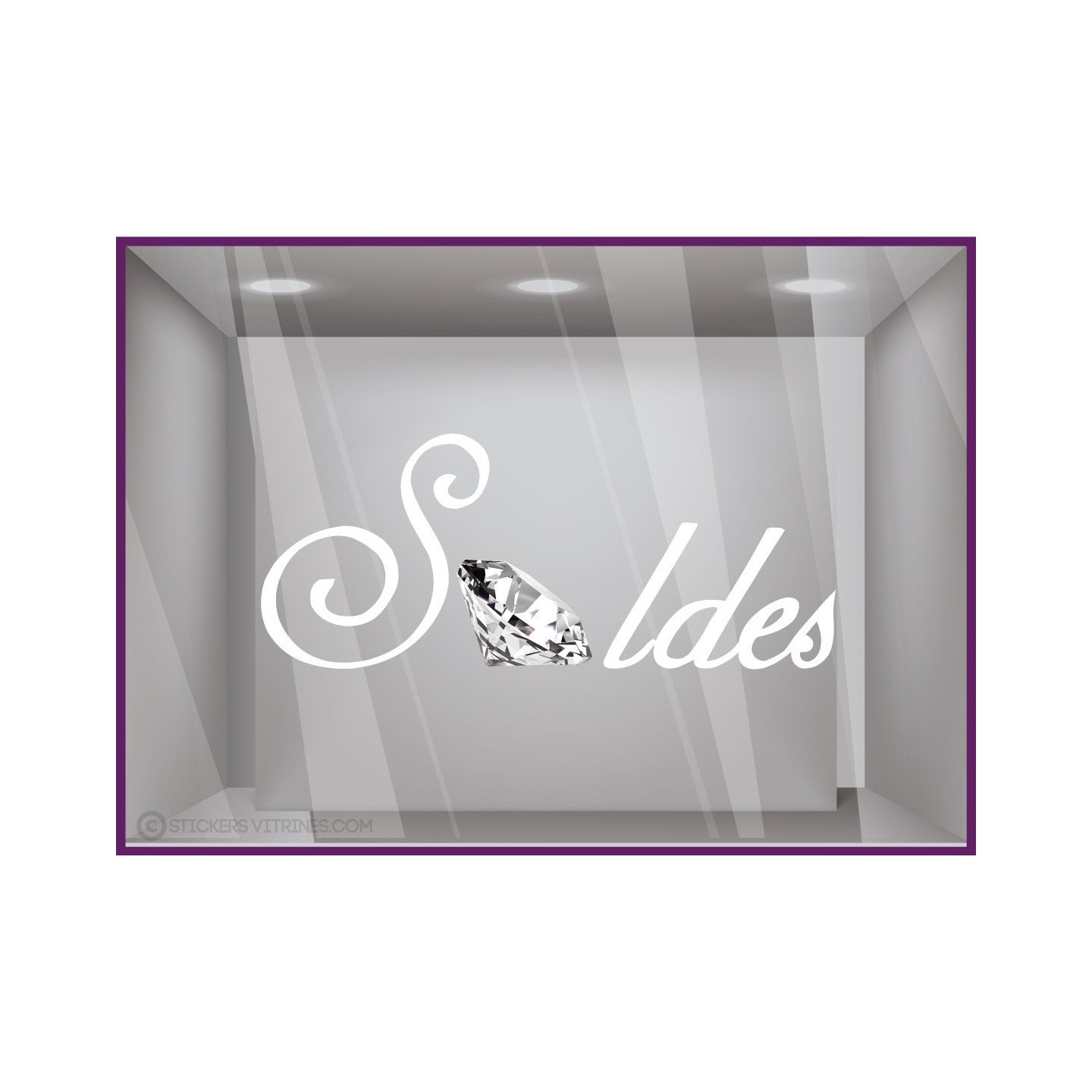 Autocollant devanture Sticker Soldes Diamant promotion offre promotionnelle destockage liquidation braderie lettrage adhesif