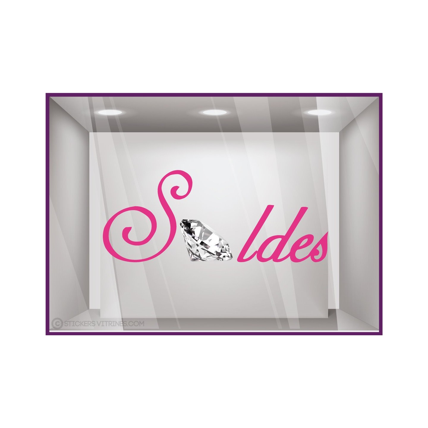 Autocollant devanture Sticker Soldes Diamant promotion offre promotionnelle destockage liquidation braderie lettrage adhesif