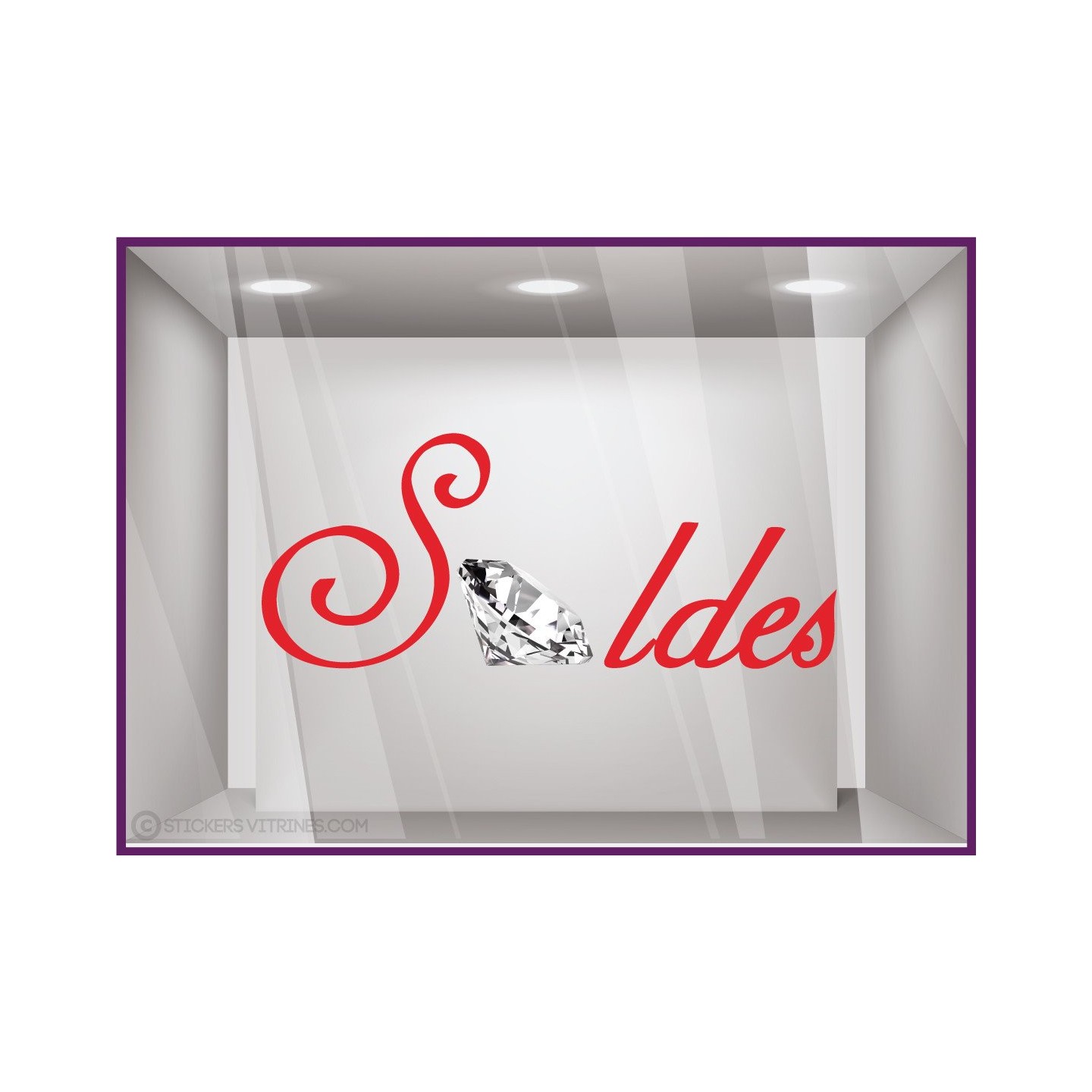 Autocollant devanture Sticker Soldes Diamant promotion offre promotionnelle destockage liquidation braderie lettrage adhesif