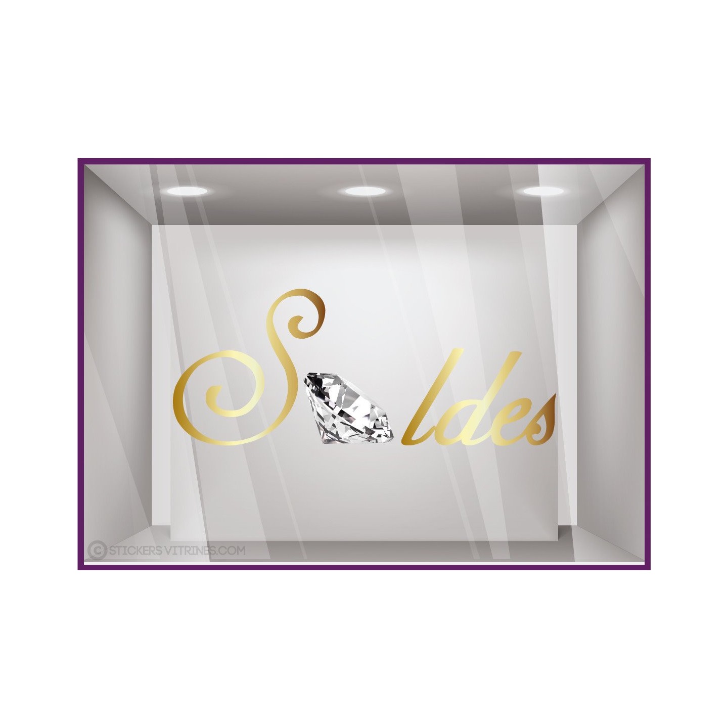 Autocollant devanture Sticker Soldes Diamant promotion offre promotionnelle destockage liquidation braderie lettrage adhesif