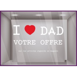 Sticker Promo fête des pères à personnaliser papa caviste mode maroquinerie lettrage adhesif vitrophanie devanture 