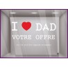 Sticker Promo fête des pères à personnaliser papa caviste mode maroquinerie lettrage adhesif vitrophanie devanture 
