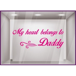 Sticker My heart belongs to daddy fete des peres papas mode parfumerie patisserie boulangerie lettrage adhesif vitrophanie
