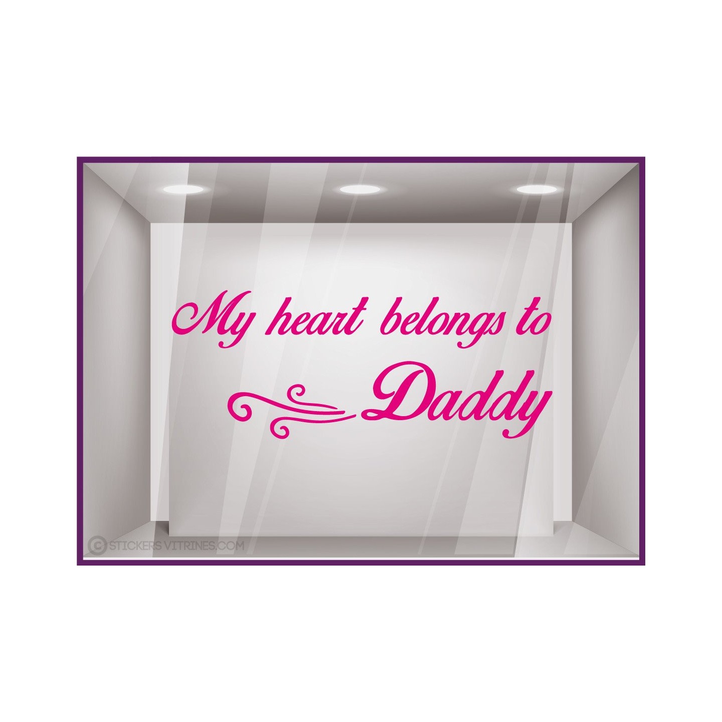 Sticker My heart belongs to daddy fete des peres papas mode parfumerie patisserie boulangerie lettrage adhesif vitrophanie