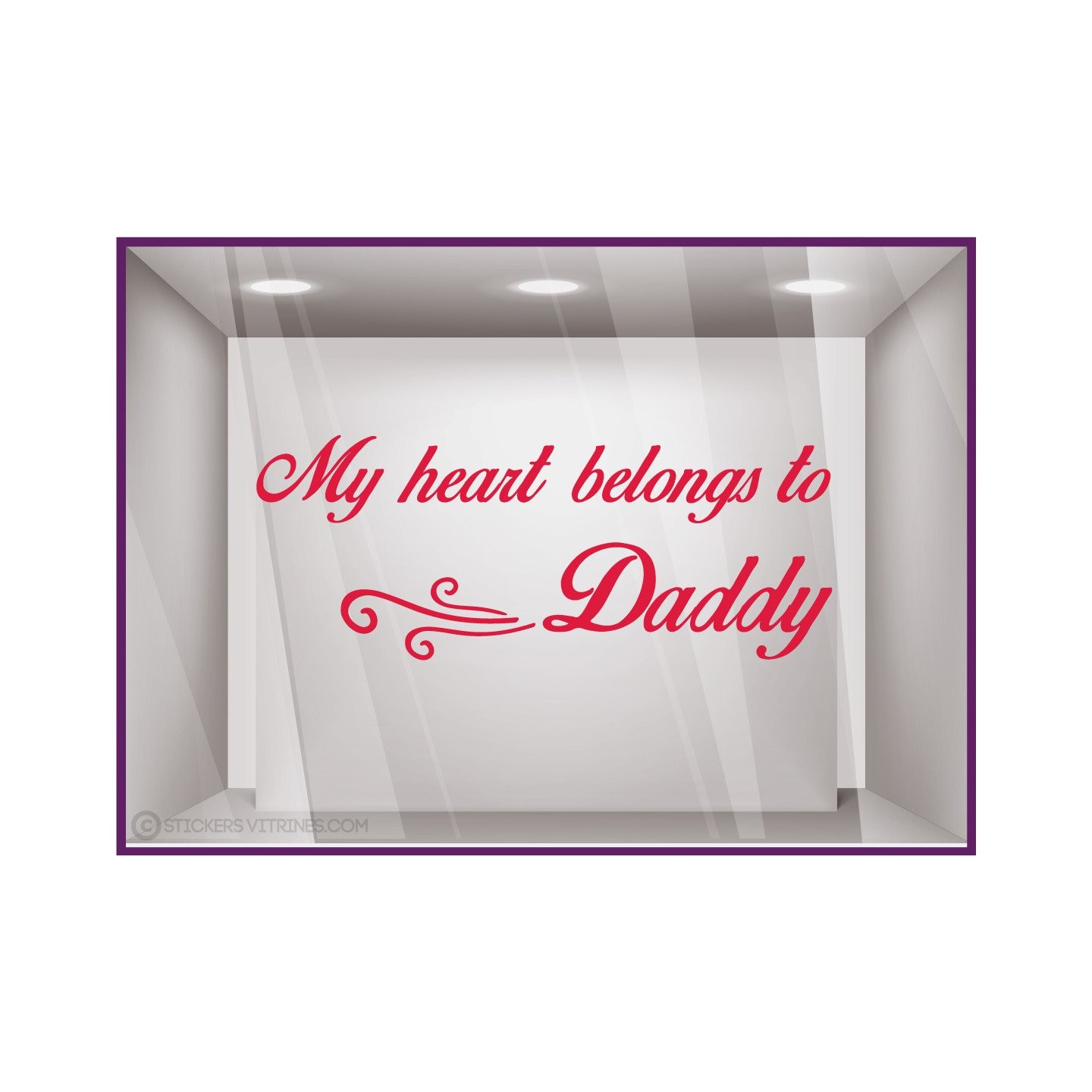 Sticker My heart belongs to daddy fete des peres papas mode parfumerie patisserie boulangerie lettrage adhesif vitrophanie
