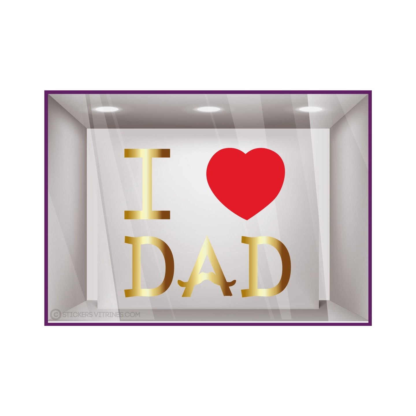 Sticker I love Dad vitrine adhésif autocollant géant vitrine vitrophanie fete des peres papas mode parfumerie chaussure caviste 