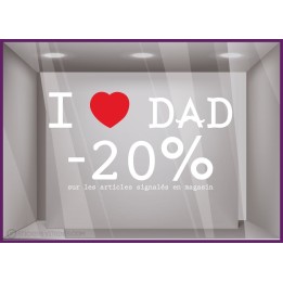 Sticker Promo fête des pères papas soldes pourcentage lettrage adhesif bijouterie pret a porter opticien horlogerie