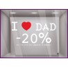 Sticker Promo fête des pères papas soldes pourcentage lettrage adhesif bijouterie pret a porter opticien horlogerie
