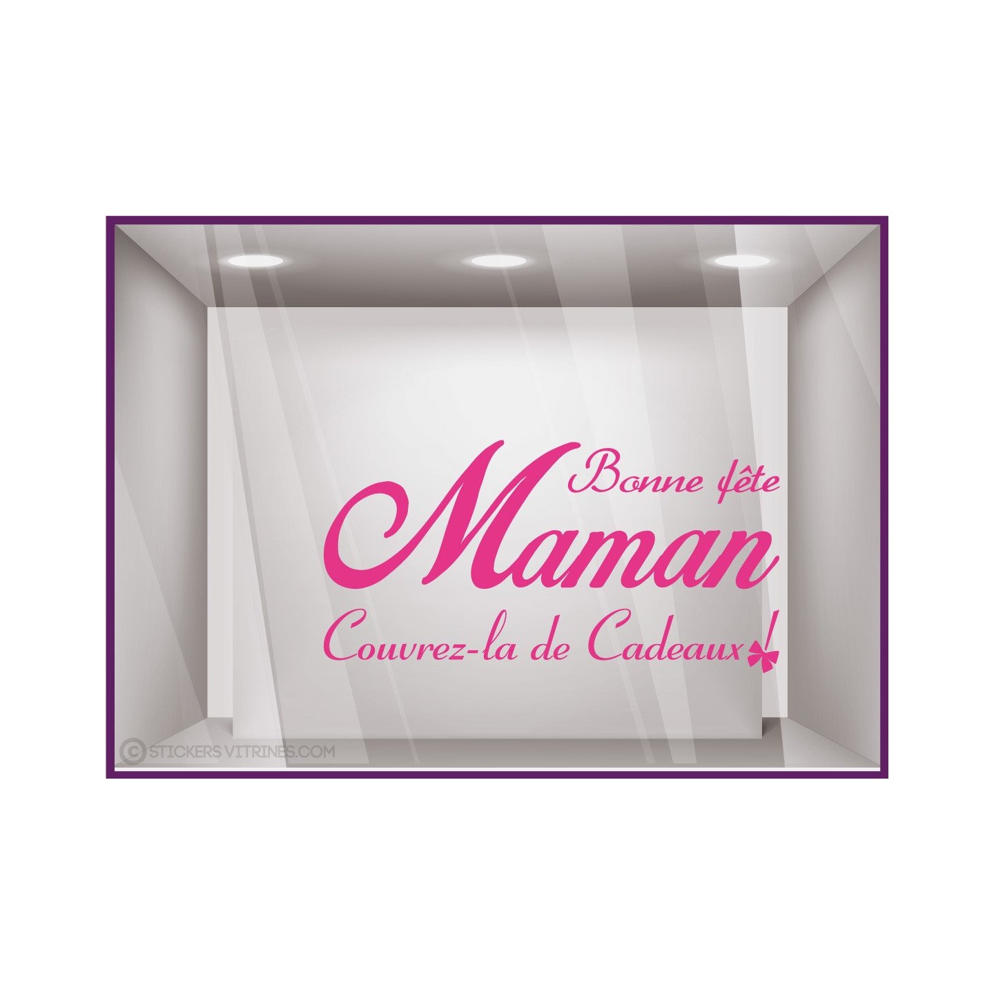 Sticker Maman couverte de cadeaux fete des meres maman mode institut beaute bijouterie fleuriste parfumerie calicot vitrophanie 