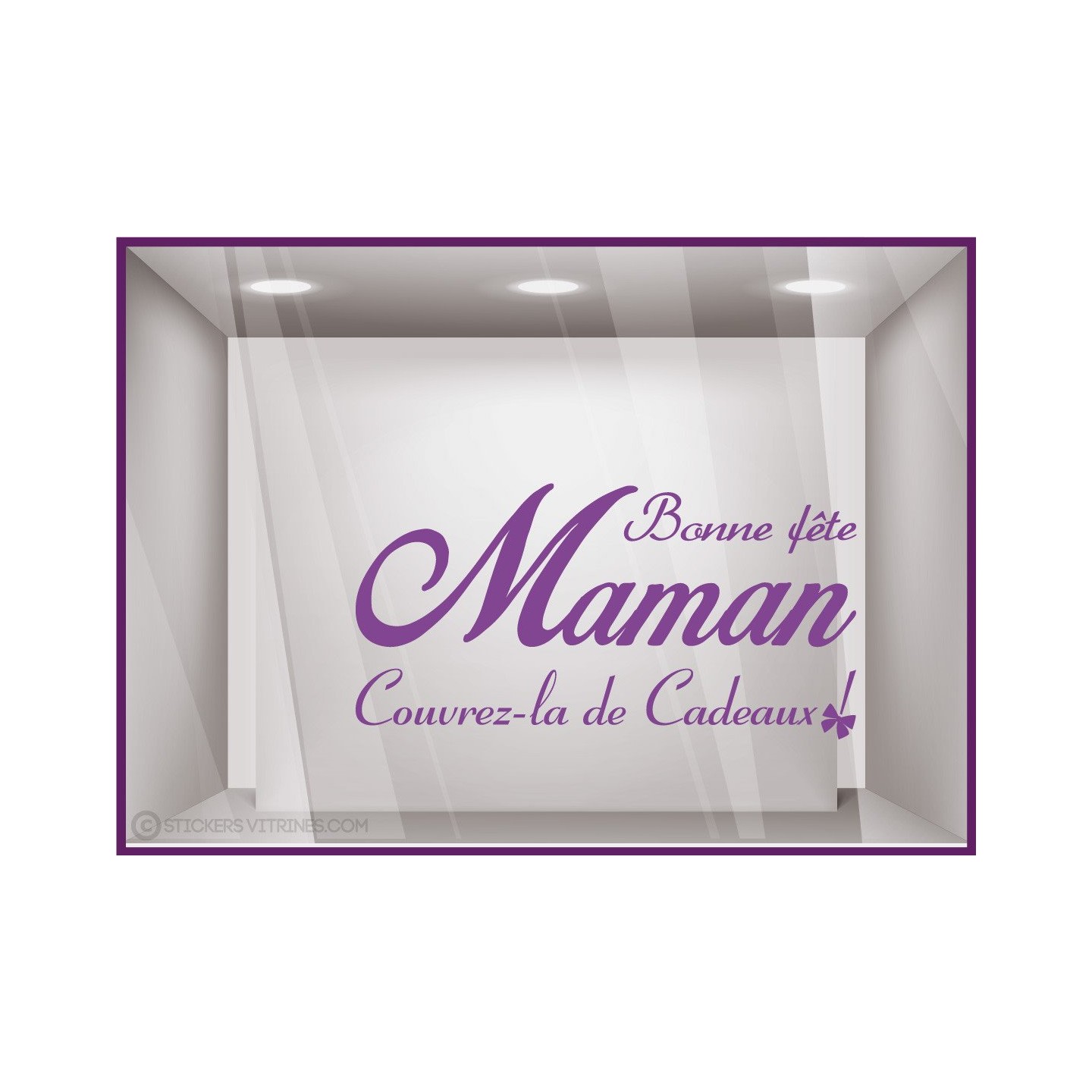 Sticker Maman couverte de cadeaux fete des meres maman mode institut beaute bijouterie fleuriste parfumerie calicot vitrophanie 