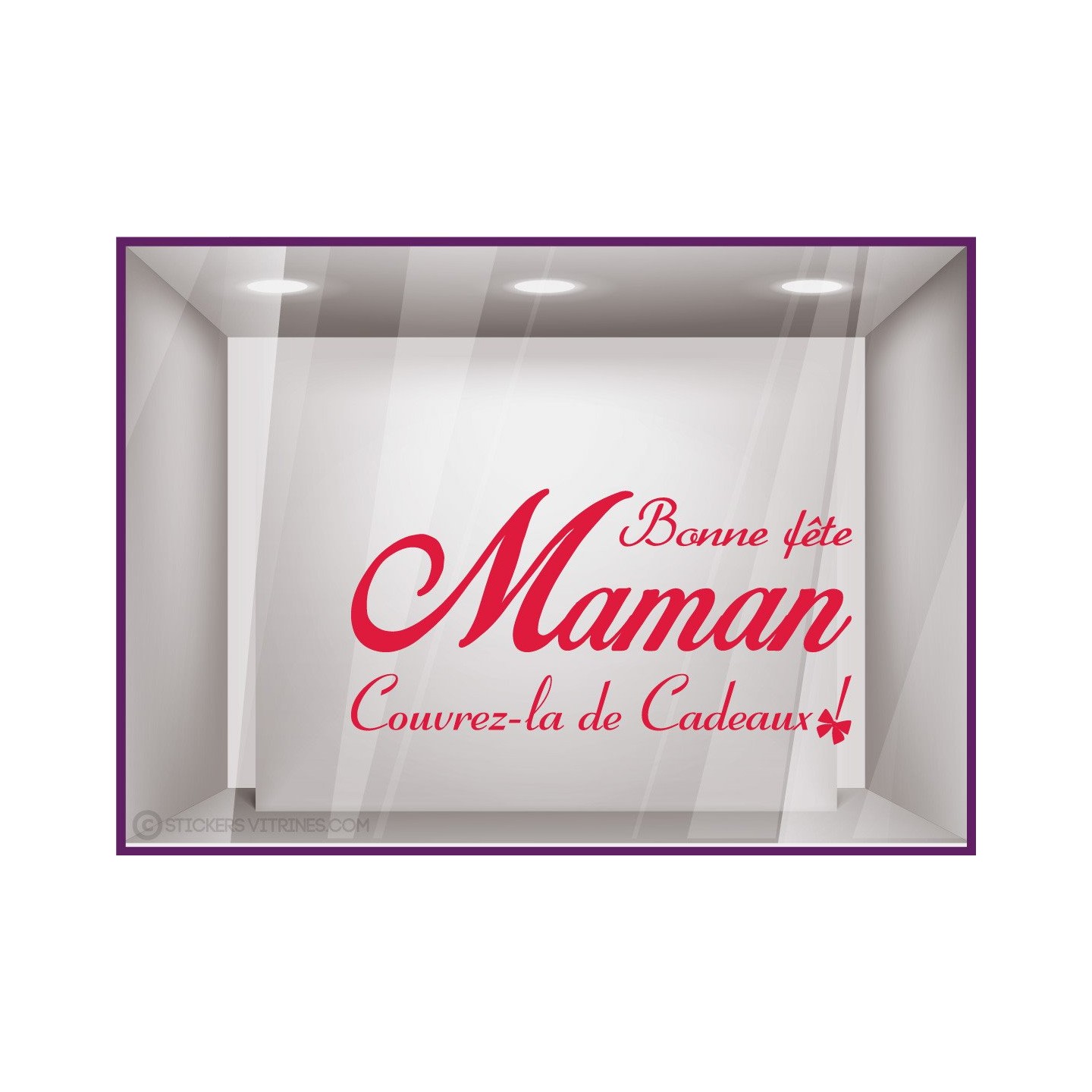 Sticker Maman couverte de cadeaux fete des meres maman mode institut beaute bijouterie fleuriste parfumerie calicot vitrophanie 