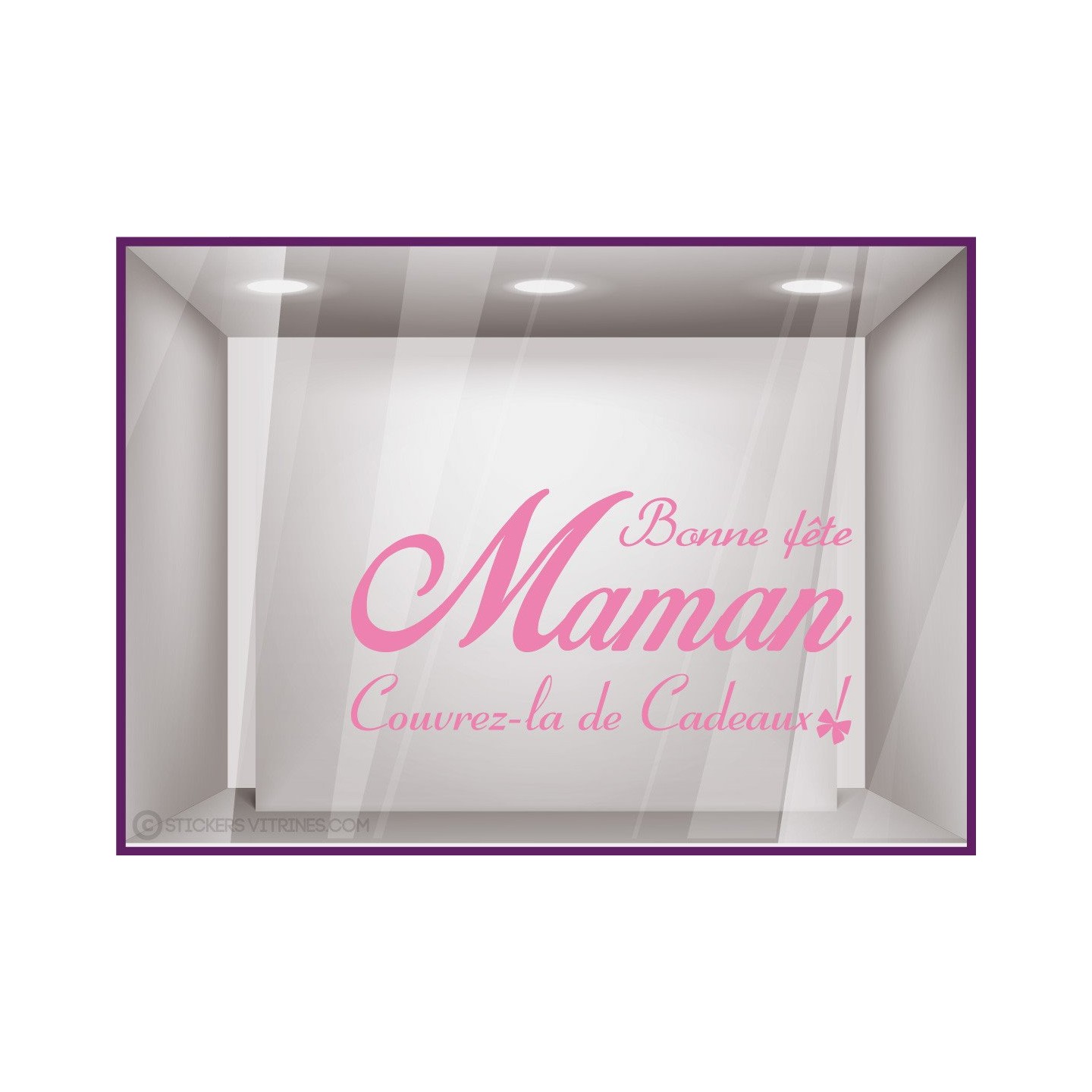 Sticker Maman couverte de cadeaux fete des meres maman mode institut beaute bijouterie fleuriste parfumerie calicot vitrophanie 