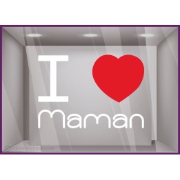 Calicot pour devanture Sticker I love Maman fete des meres mode fleuriste bijouterie parfumerie institut beaute