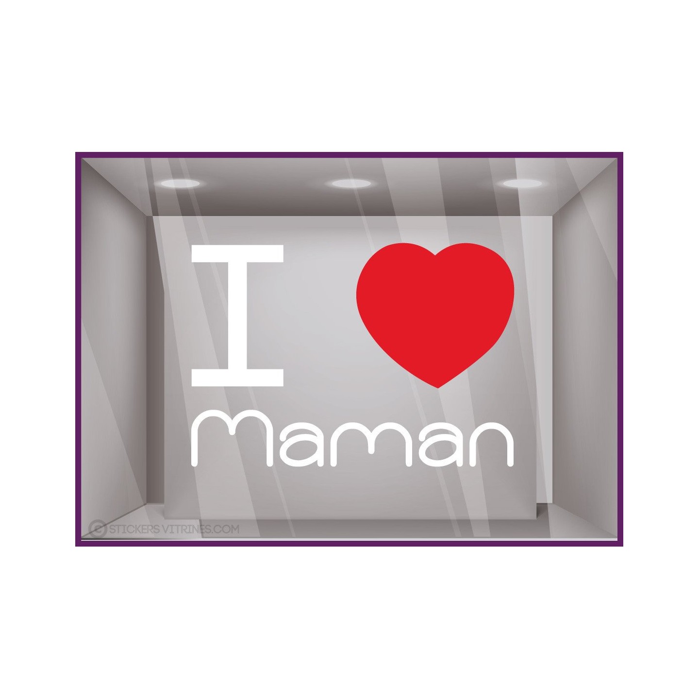 Calicot pour devanture Sticker I love Maman fete des meres mode fleuriste bijouterie parfumerie institut beaute
