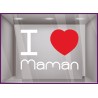 Calicot pour devanture Sticker I love Maman fete des meres mode fleuriste bijouterie parfumerie institut beaute
