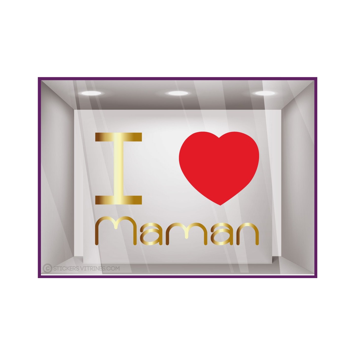 Calicot pour devanture Sticker I love Maman fete des meres mode fleuriste bijouterie parfumerie institut beaute