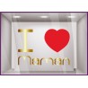 Calicot pour devanture Sticker I love Maman fete des meres mode fleuriste bijouterie parfumerie institut beaute