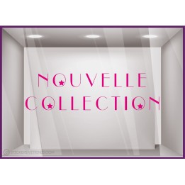Sticker Nouvelle Collection etoiles vitrine devanture magasin boutqie mode lettrage adhesif calicot autocollant vitre