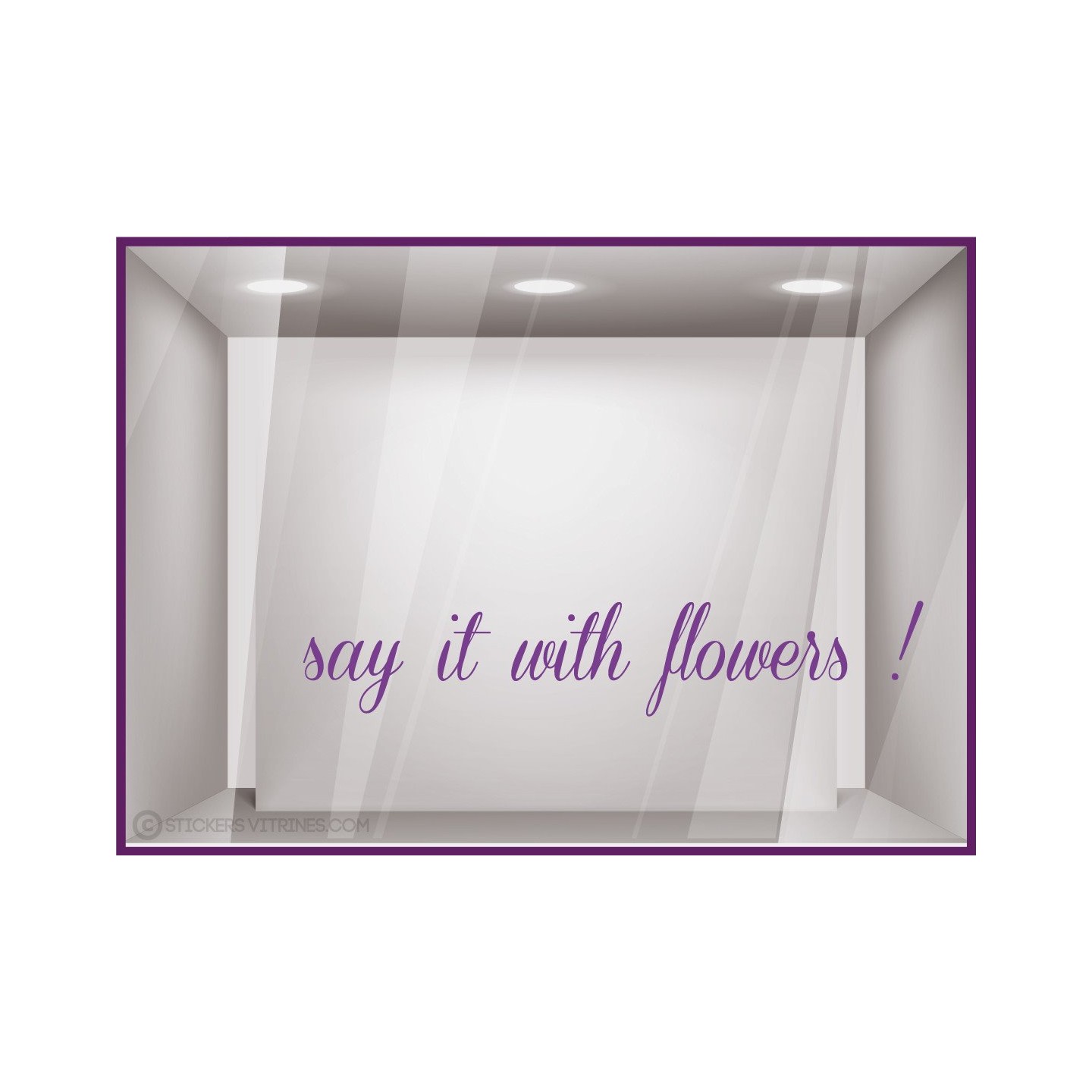 Sticker Say it with flowers devanture commerce fleuriste vitrine calicot lettrage adhesif autocollant lettre vitre