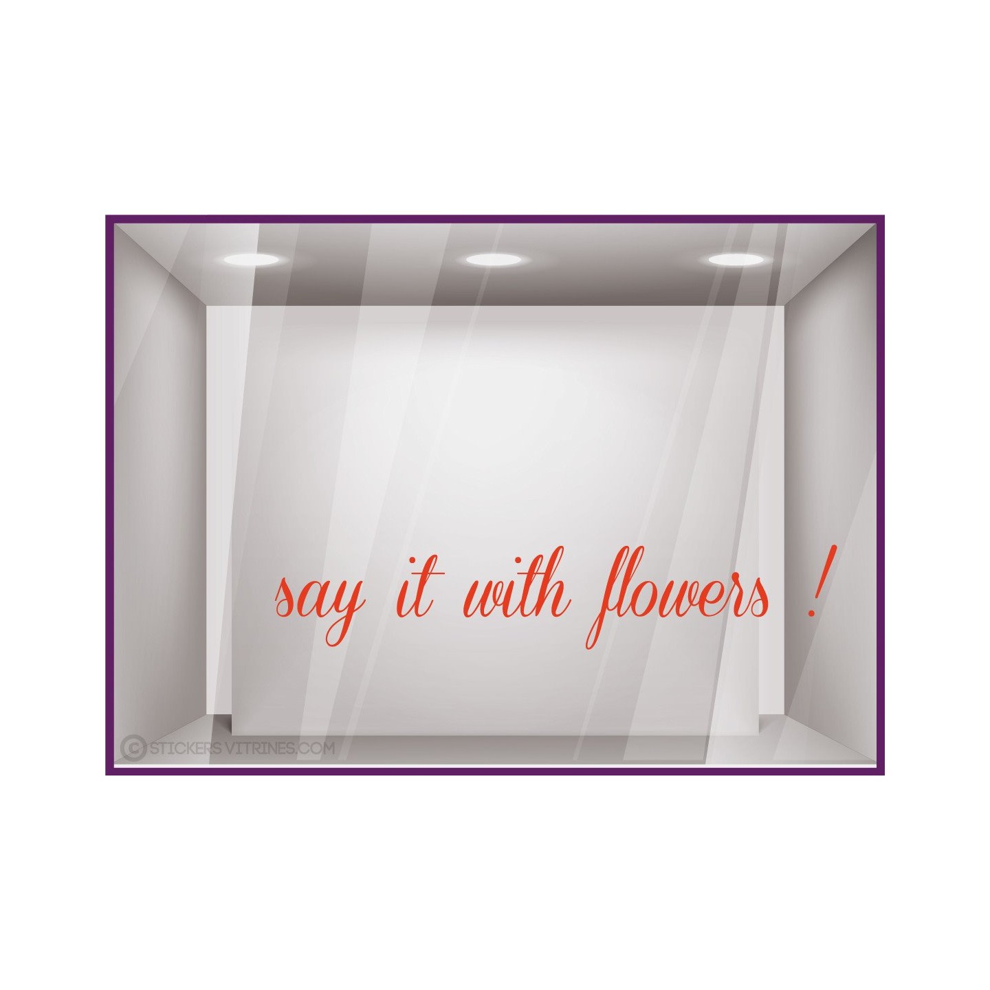 Sticker Say it with flowers devanture commerce fleuriste vitrine calicot lettrage adhesif autocollant lettre vitre