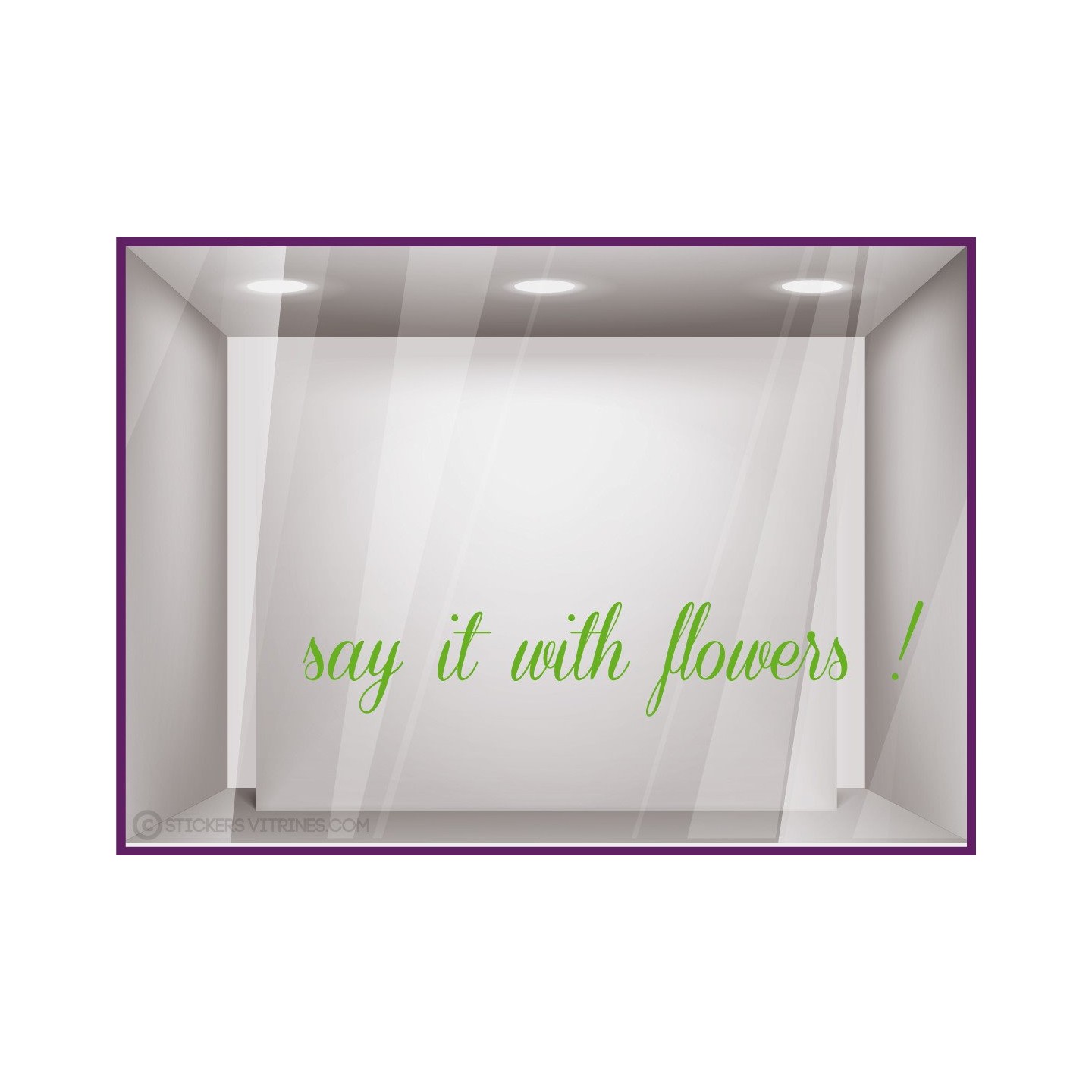 Sticker Say it with flowers devanture commerce fleuriste vitrine calicot lettrage adhesif autocollant lettre vitre
